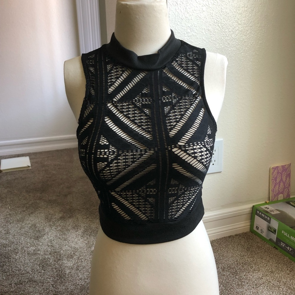 Black see through crop top